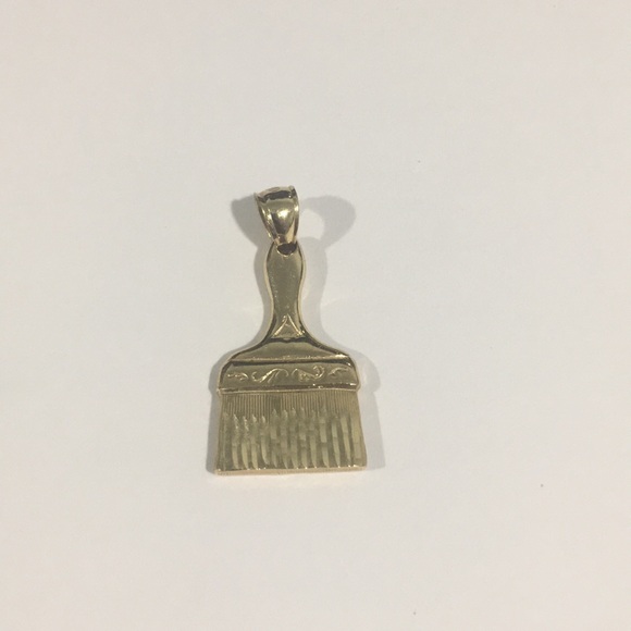 14k Yellow Gold Brush Charm